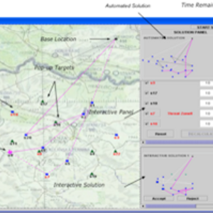 Map with vectors pointing to various points on the map as an illustration for design