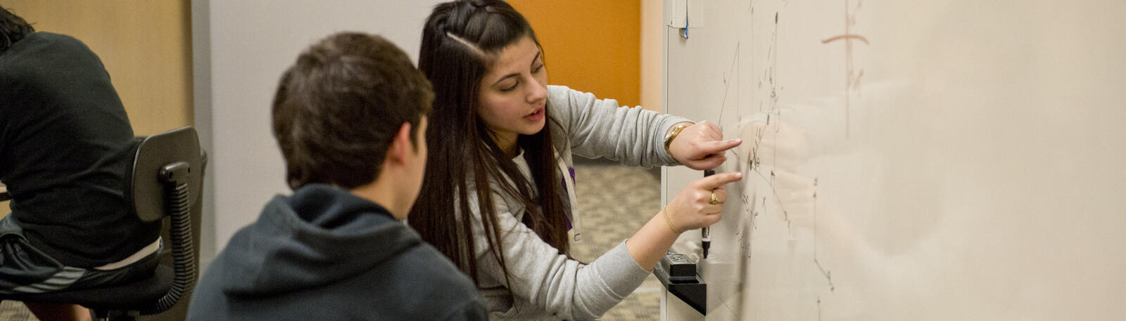 photo of a student tutoring another student