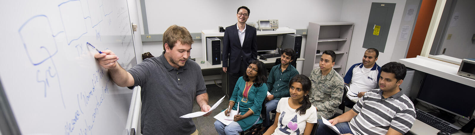 photo of students and a professor in a class