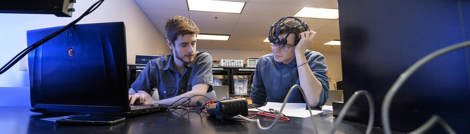 photo of two students working in a classroom