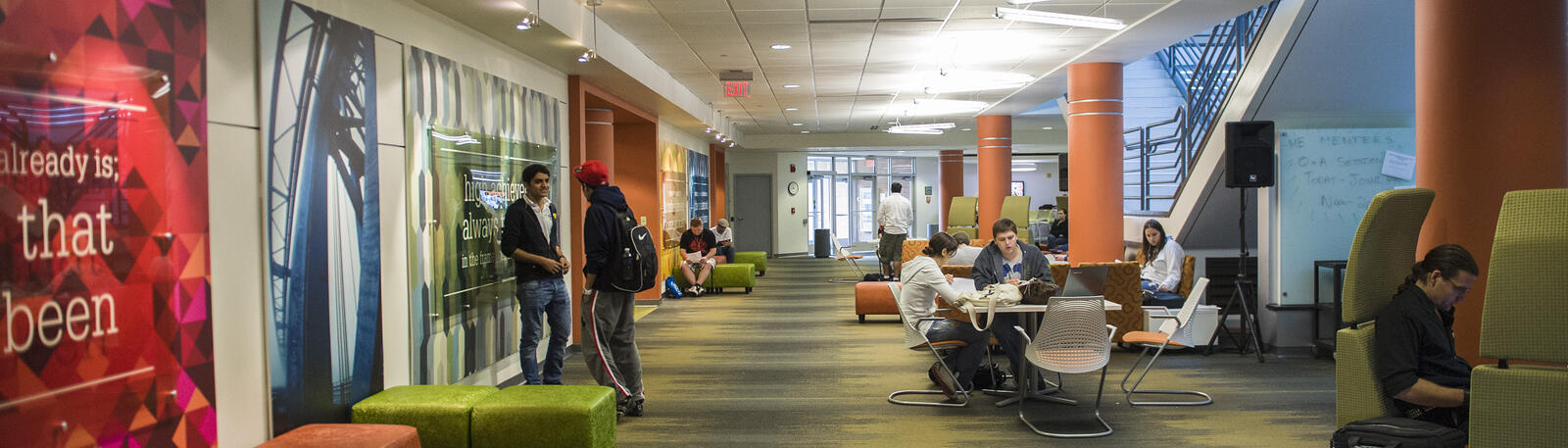 photo of students in the russ lobby