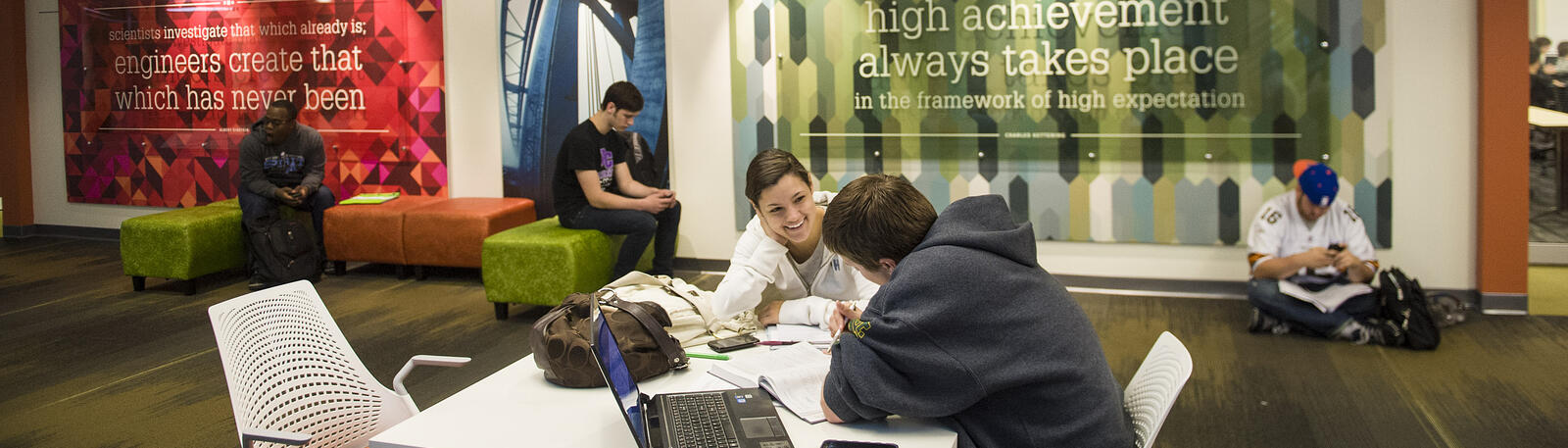 photo of students sitting in russ engineering center