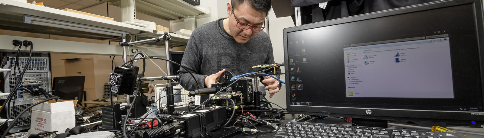 photo of a student working in a lab