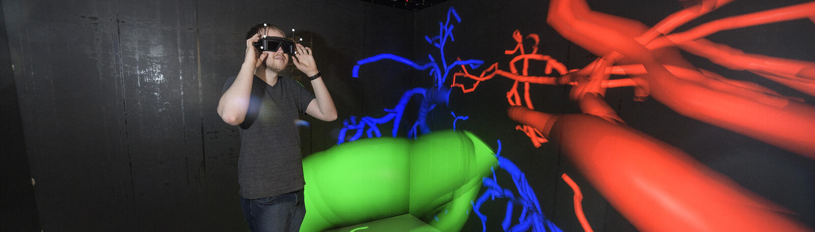 photo of a student in the visualization lab