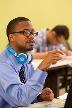 photo of a student in a class